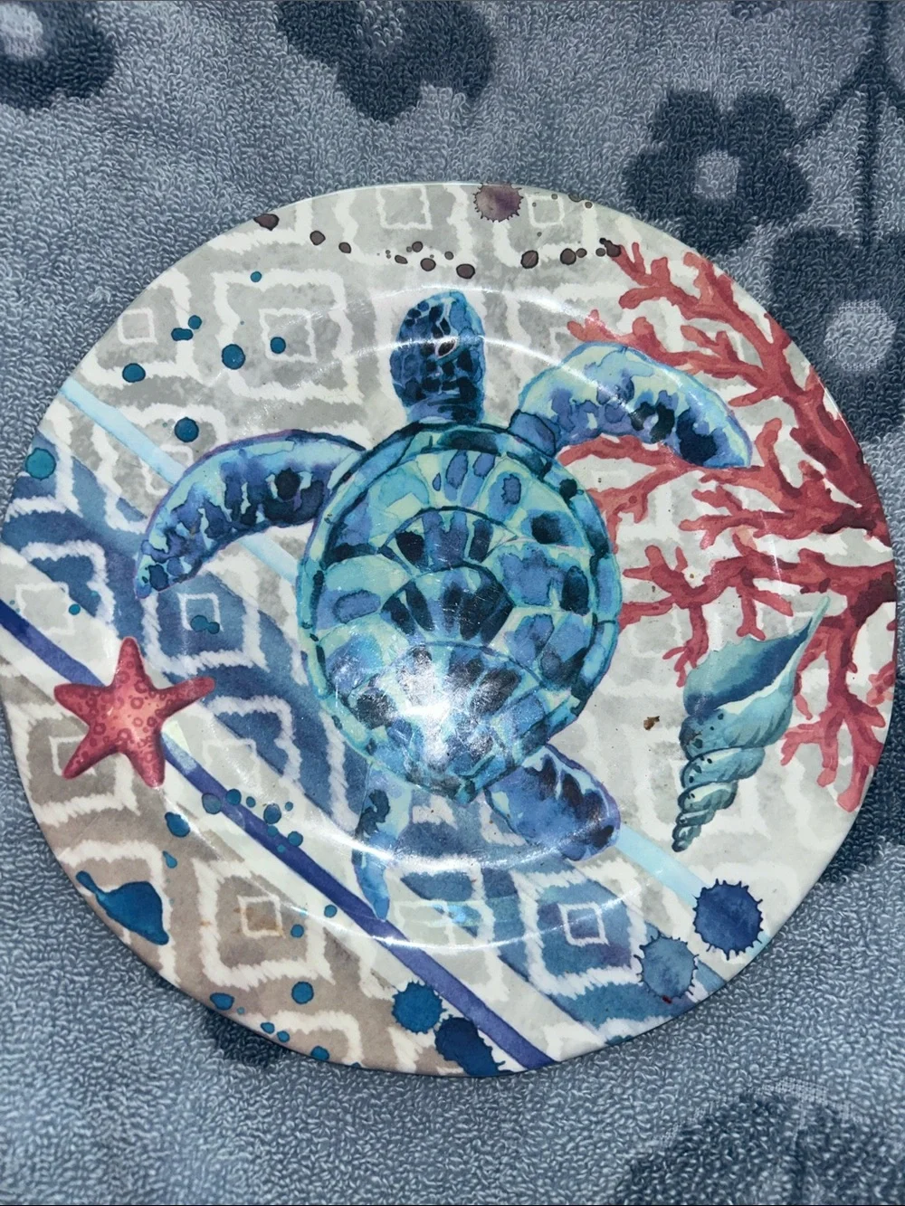 Nanette Lepore Blue & Teal Sea Turtle Melamine Salad Plates (Set of 4)